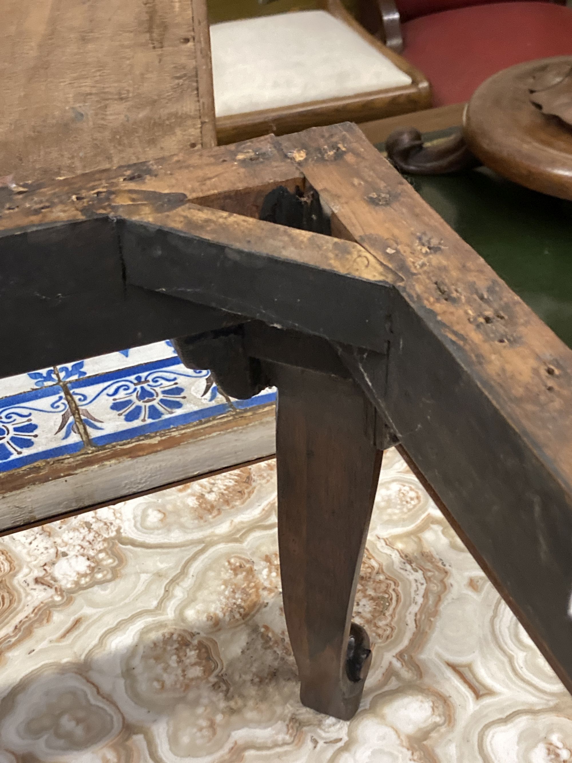 A Victorian rosewood dressing stool frame, width 40cm depth 40cm height 36cm